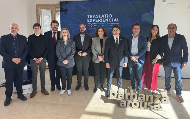 El delegado del Gobierno, Pedro Blanco, en la presentación de tesultados del proyecto 'Traslatio Experimental. Ruta Mar de Arousa e Río Ulla', que ha tenido lugar en el Pazo de Martelo, en Rianxo (A Coruña).