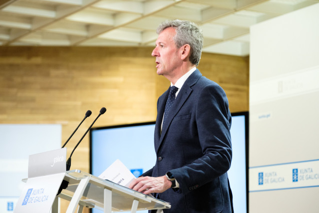 El presidente de la Xunta, Alfonso Rueda, comparece ante los medios tras el Consello.