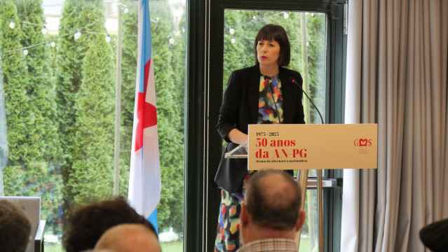 La portavoz nacional del BNG, Ana Pontón, en la conmemoración del 50 aniversario de la Asemblea Nacional Popular Galega.
