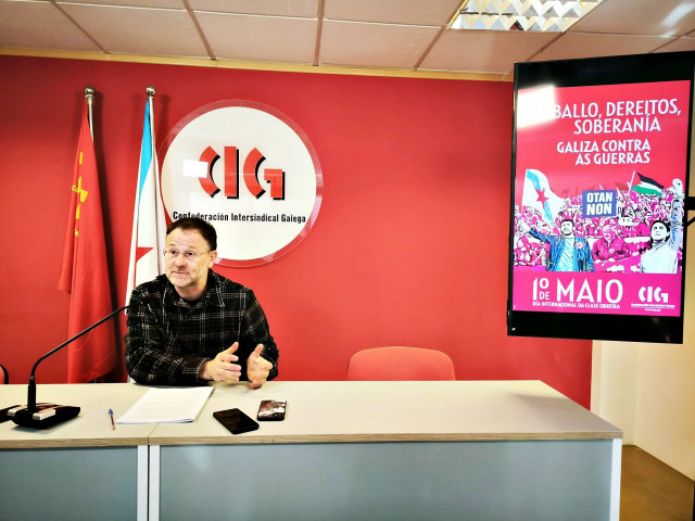 El secretario xeral de la CIG, Paulo Carril, presenta las movilizaciones del 1 de mayo