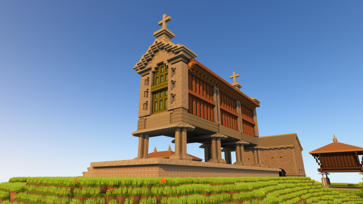 Horreo gallego en Minecraft en una imagen remitida por Mincraftu00e9ate