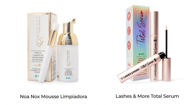Productos cosméticos 'Noa Nox Mousse Limpiadora' y 'Lashes & More Total Serum' retirados