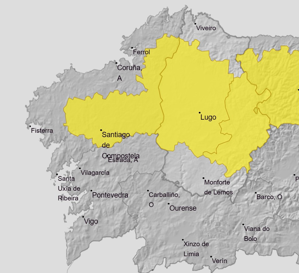 Mapa de alertas de AEMET vigente para el viernes