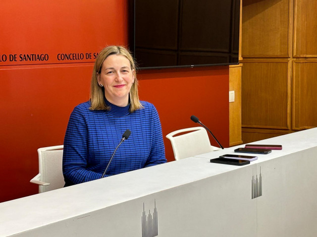 La concejala Míriam Louzao en rueda de prensa, a 14 de abril de 2025.