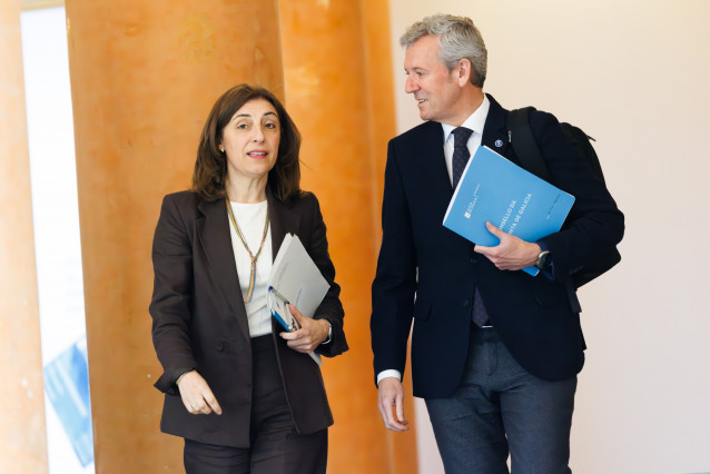 Rueda y Ángeles Vázquez, tras el Consello de la Xunta.