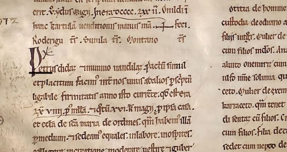 Tombo de celanova recogiendo las clu00e1usulas de la relaciu00f3n entre Pedro y Munio