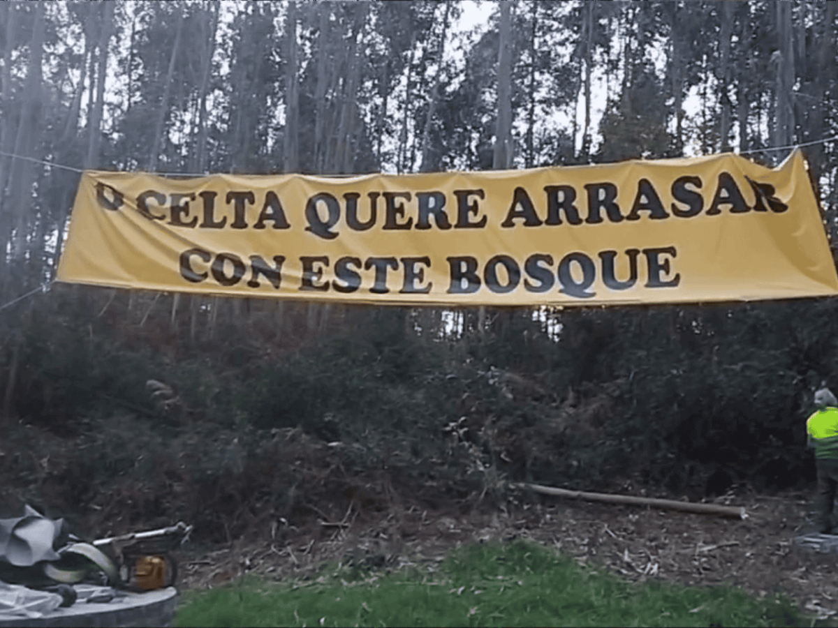 Pancarta de Ecologistas en Acciu00f3n contra la ciudad deportiva Afouteza