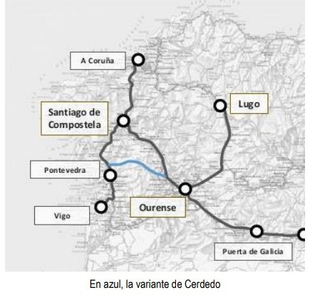 Descripción de la variante ferroviaria de Cerdedo (Pontevedra).