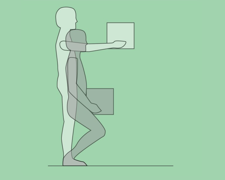 Postura ideal para levantar una carga pesada