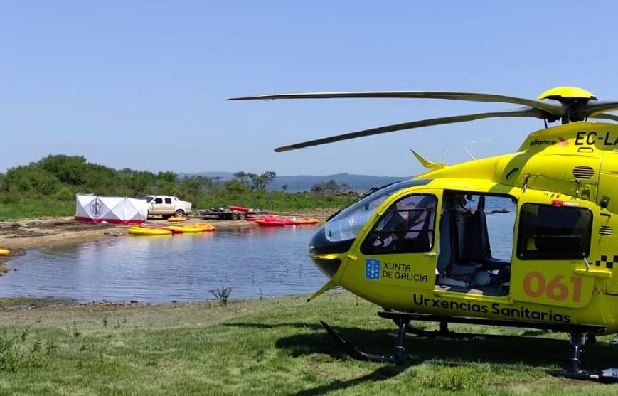 Lugar del ahogamiento en el embalse de A Fervenza en una foto de Helico Santiago