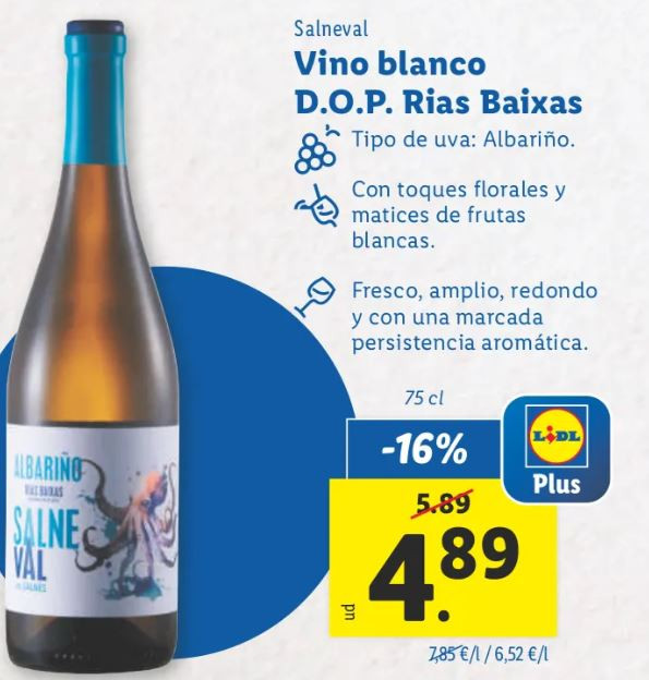 Oferta de vino Albariu00f1o a menos de cinco euros en Lidl segu00fan su folleto vigente
