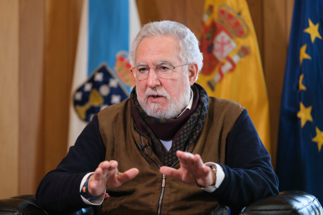 El presidente del Parlamento, Miguel Santalices, en un momento de la entrevista con Europa Press.