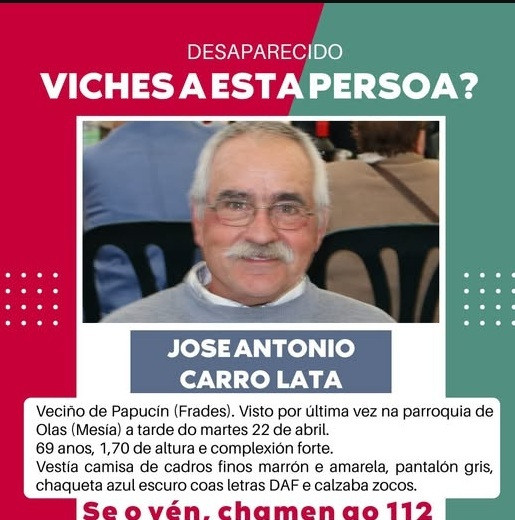 Vecino de Frades desaparecido