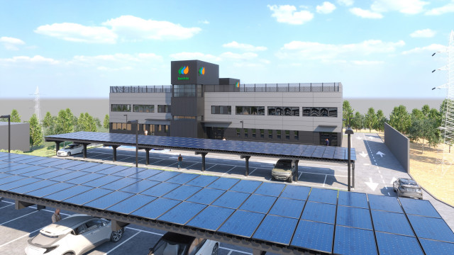 Recreación del edificio que Iberdrola construye en Cáceres para su nueva sede