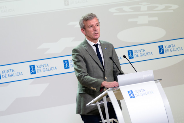 O presidente da Xunta, Alfonso Rueda, comparece para ofrecer os últimos datos dispoñibles sobre o apagamento eléctrico. Edificio Administrativo de San Caetano (Santiago de Compostela, 29/04/25.