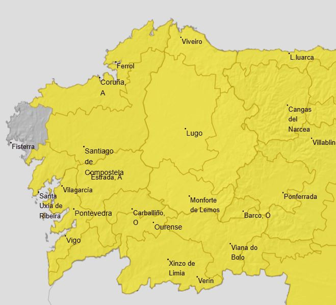 Aemet alerta de tormentas en toda Galicia este viernes