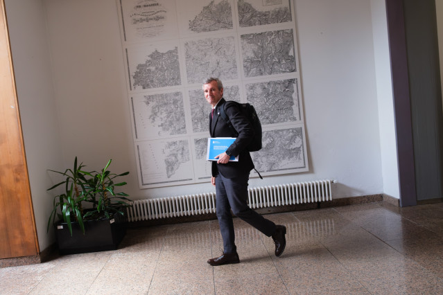 O titular do Executivo galego, Alfonso Rueda, preside a reunión do Consello da Xunta. Sala do Consello, 05/05/25.