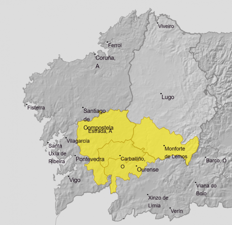 Alertas amarillas por tormenta este jueves en zonas de Lugo, Ourense y Pontevedra
