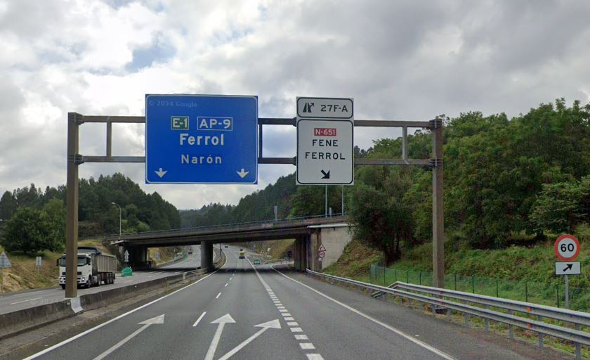 La autopista AP 9 a su paso por Fene en una imagen de Google Street View