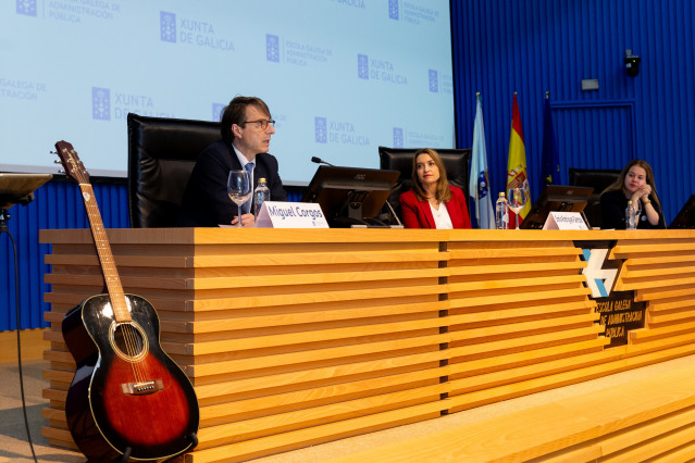 El conselleiro de Facenda e Administración Pública, Miguel Corgos, en un acto de la EGAP