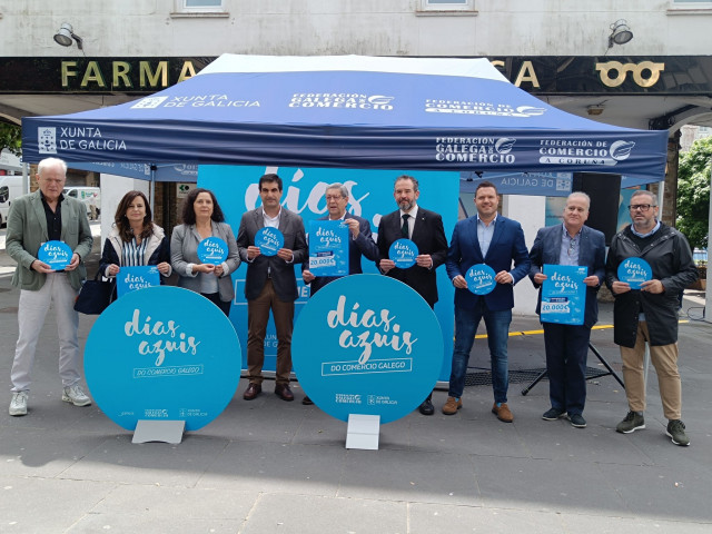 Presentación de la campaña 'Días Azuis do Comercio Galego' en Santiago