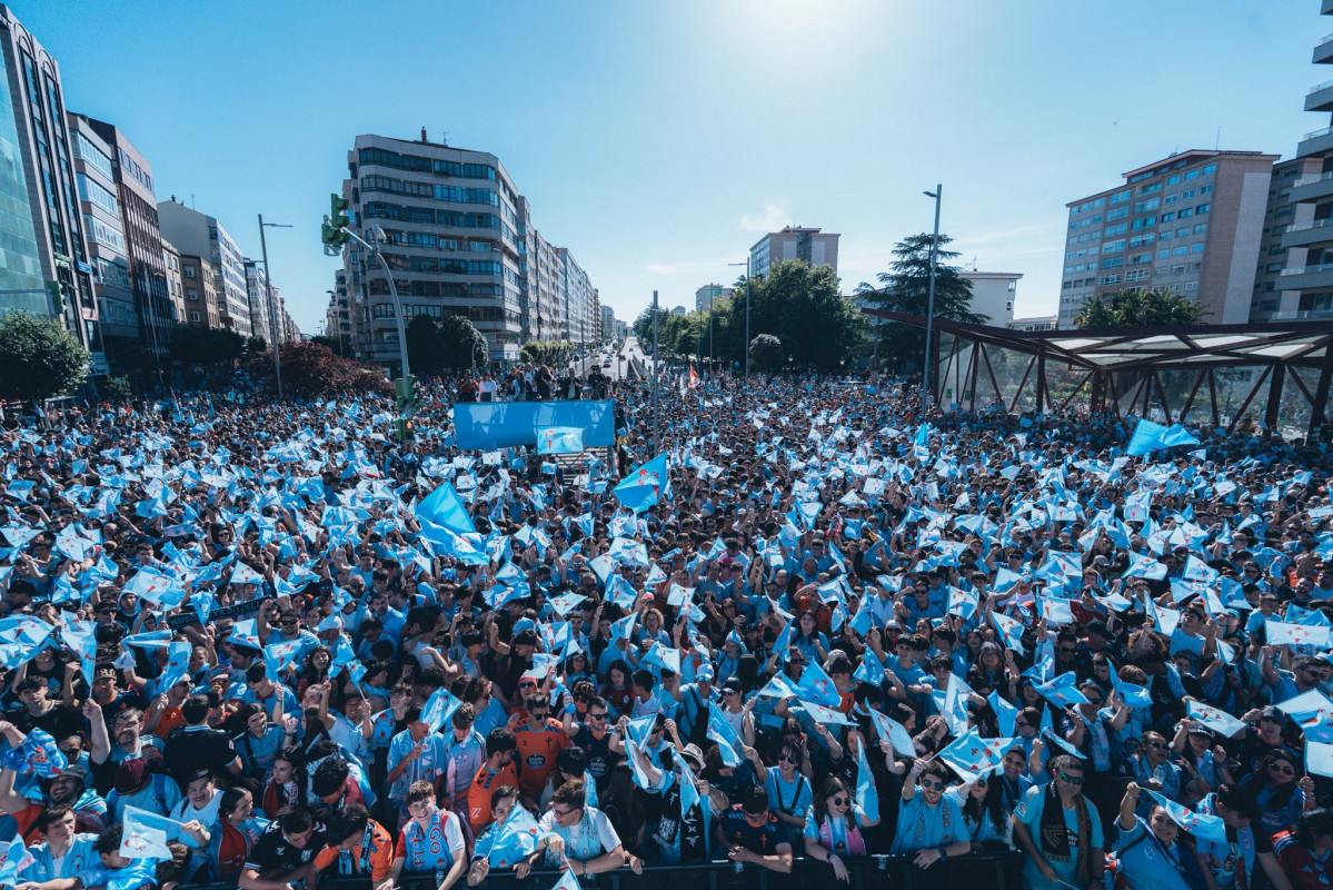 Celebraciu00f3n para la clasificaciu00f3n para Europa en una imagen del Celta de Vigo