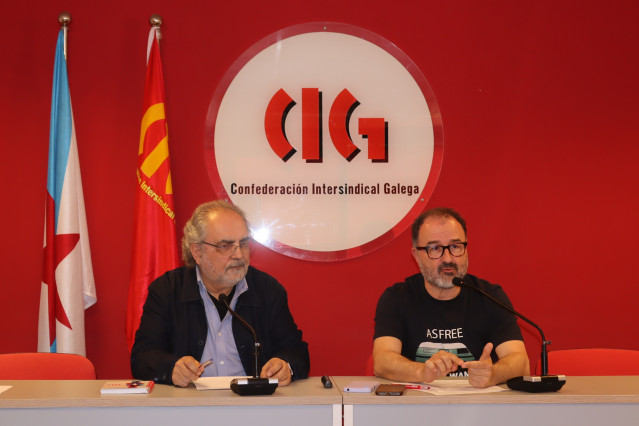 Manuel González Moreira, secretario nacional de CIG-Saúde, y Suso Bermello, secretario nacional de CIG-Ensino.
