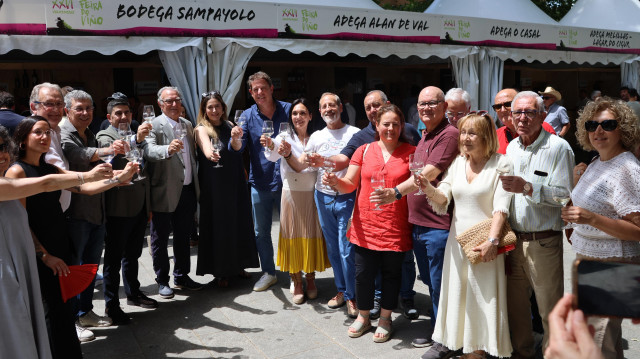 El secretario xeral del PSdeG, José Ramón Gómez Besteiro, en la Feira do Viño de Valdeorras