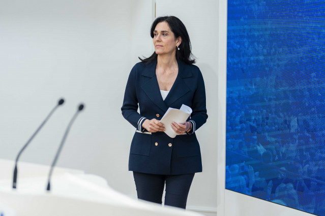 La secretaria general del PPdeG, Paula Prado, en una rueda de prensa en Santiago.