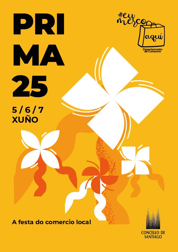 Cartel promocional de la fiesta del comercio local 'Prima 25'.