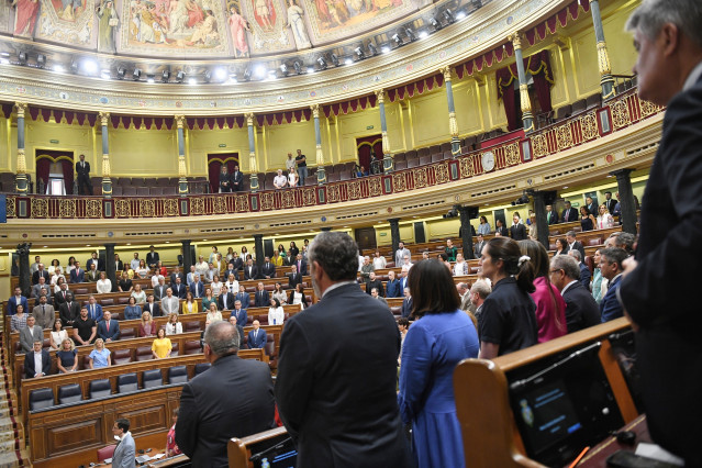 El hemiciclo del Congreso de los Diputados durante un pleno en el Congreso de los Diputados, a 10 de junio de 2025, en Madrid (España). La sesión plenaria de hoy debate dos proposiciones de ley: la del Grupo Popular para modificar la Ley de Costas y prese
