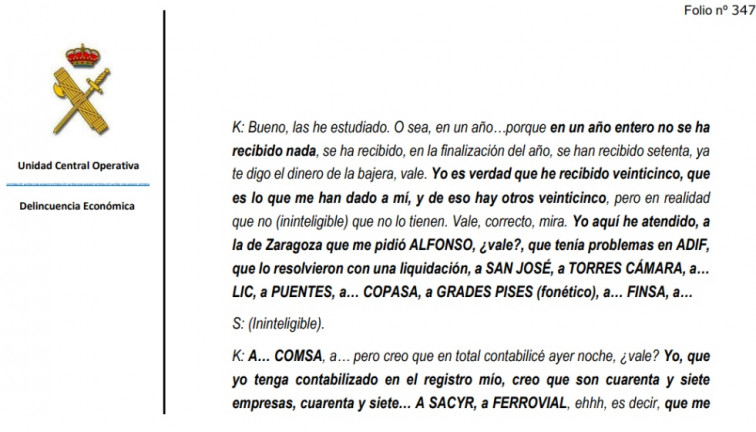 Koldo mencionó gestiones con tres constructoras gallegas: San José, Puentes y Copasa