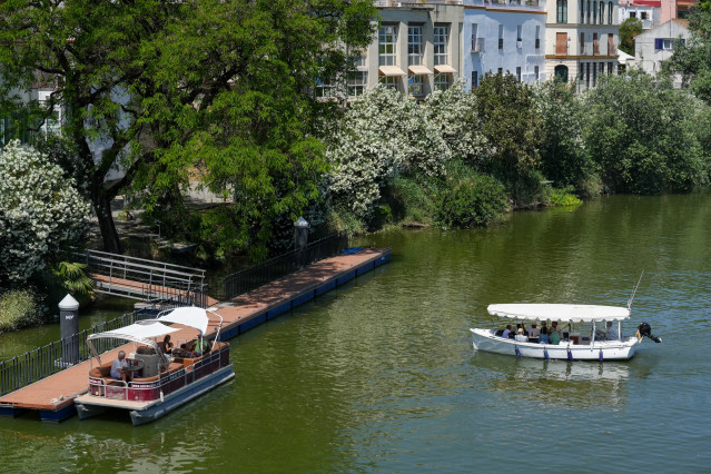 Barcos en el río, en Sevilla (Andalucía, España)