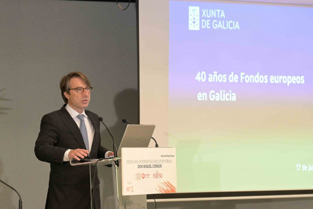 El conselleiro de Facenda, Miguel Corgos, en el Executive Forum '40 anos de fondos europeos en Galicia'