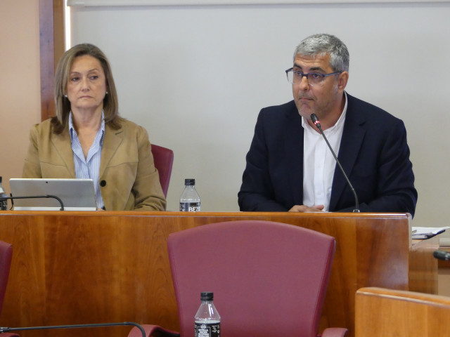 Luisa Sánchez y Miguel Martín en un pleno de Vigo.