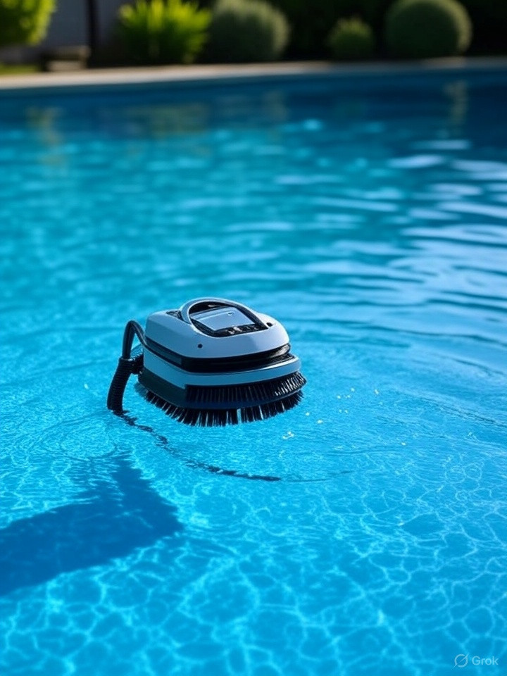 Limpia fondos en una piscina