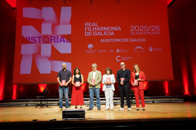 La alcaldesa de Santiago, Goretti Sanmartín, en la presentación de la temporada de la Real Filharmonía de Galicia 2025/26.