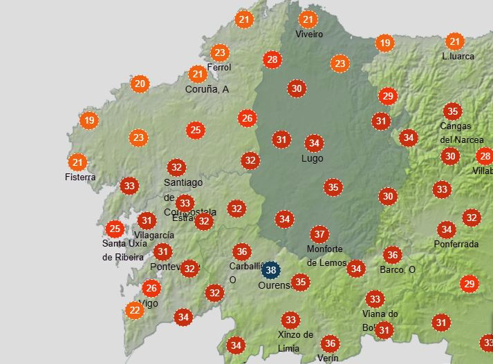 Galicia en alerta por calor extremo hasta el miércoles con riesgo de tormentas