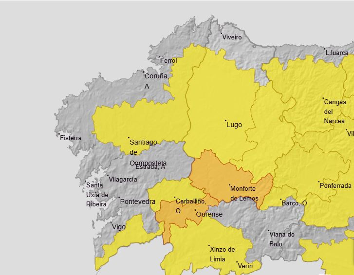 Avisos vigentes de AEMET para este lunes