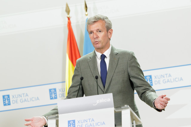 El titular del Ejecutivo gallego, Alfonso Rueda, en la rueda de prensa posterior al Consello de la Xunta