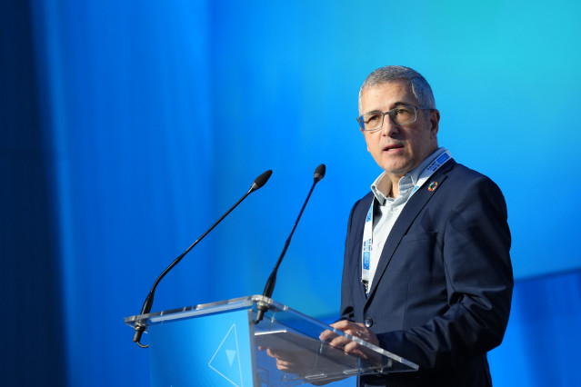 El secretario de Estado Hugo Morán-Fernández, interviene durante la apertura del Congreso Internacional Innovate4Climate (I4C). A 10 de junio de 2025, en Sevilla (Andalucía, España). La consejera de Sostenibilidad y Medio Ambiente, Catalina García, ha par