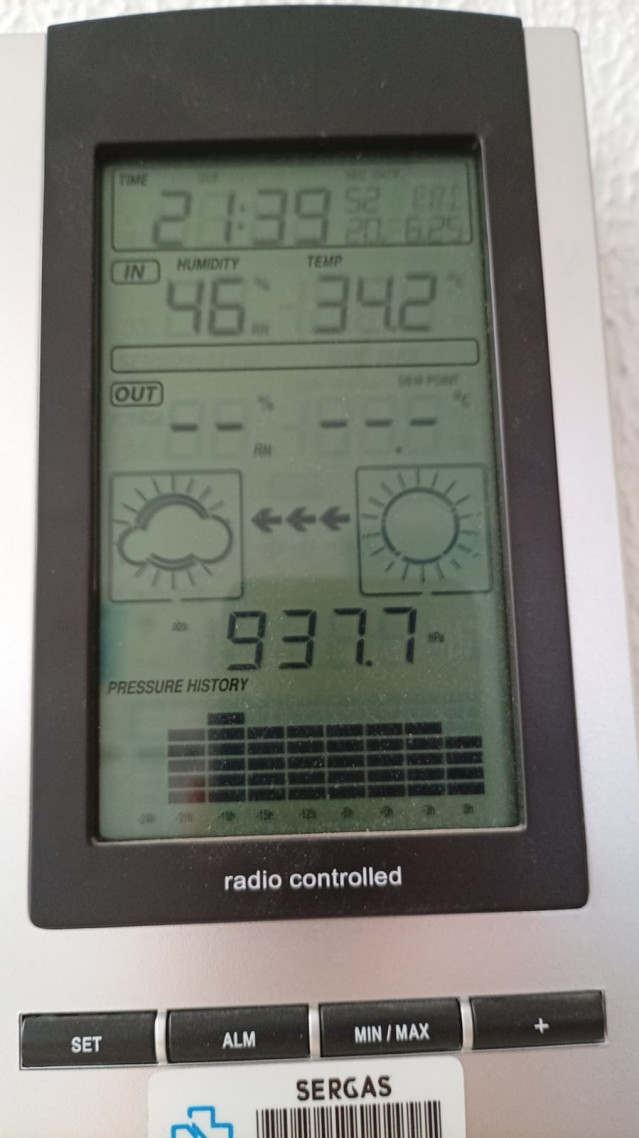 Medidor de temperatura a 34,2 grados en instalaciones sanitarias de Ourense.