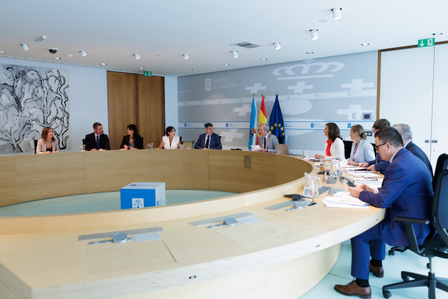 O titular do Executivo galego, Alfonso Rueda, preside a reunión do Consello da Xunta. Sala do Consello, 07/07/25.