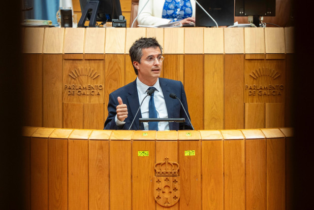 El diputado del PPdeG en el Parlamento Borja Verea interviene en el Pleno.