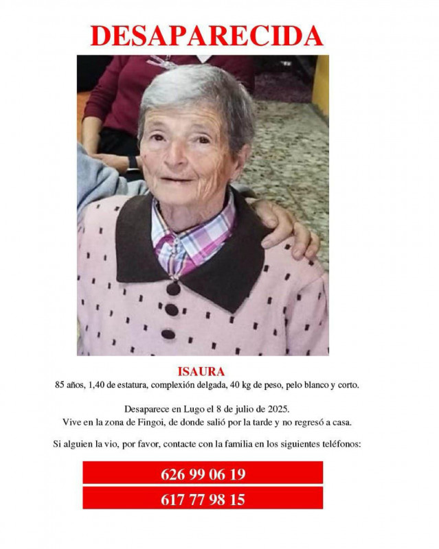 Cartel de la mujer desaparecida en Lugo.