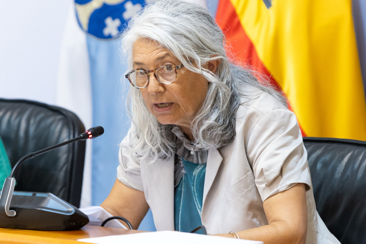La directora xeral de Recursos Humanos del Sergas, Mar Pousa, en la comisión 5ª del Parlamento gallego.