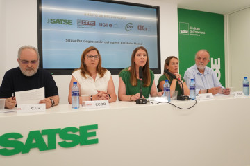 Representantes de sindicatos presentes en la Mesa del Ámbito de Negociación del Estatuto Marco.