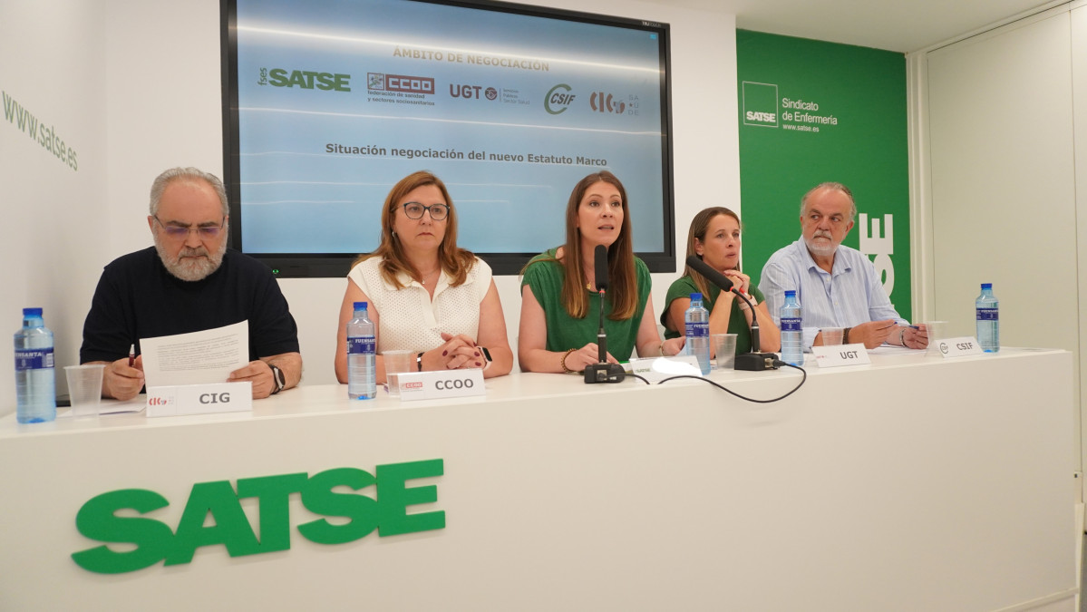 Representantes de sindicatos presentes en la Mesa del Ámbito de Negociación del Estatuto Marco.