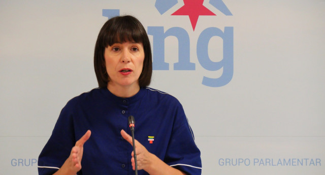 La portavoz nacional del BNG, Ana Pontón, en una rueda de prensa en el Parlamento de Galicia.