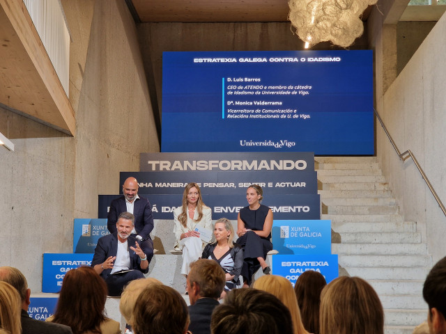 Fabiola García durante un acto en Vigo.